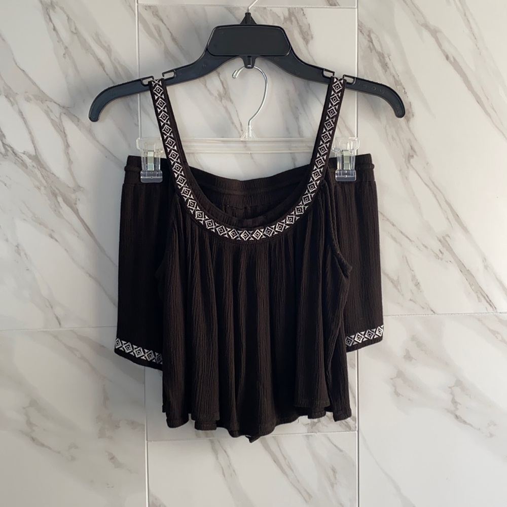 black crop top and shorts set